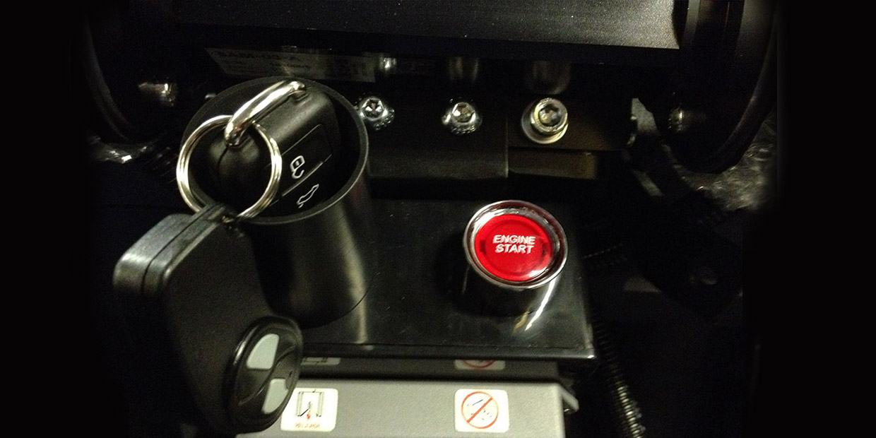 Push button start switches and key pot fitted in a car