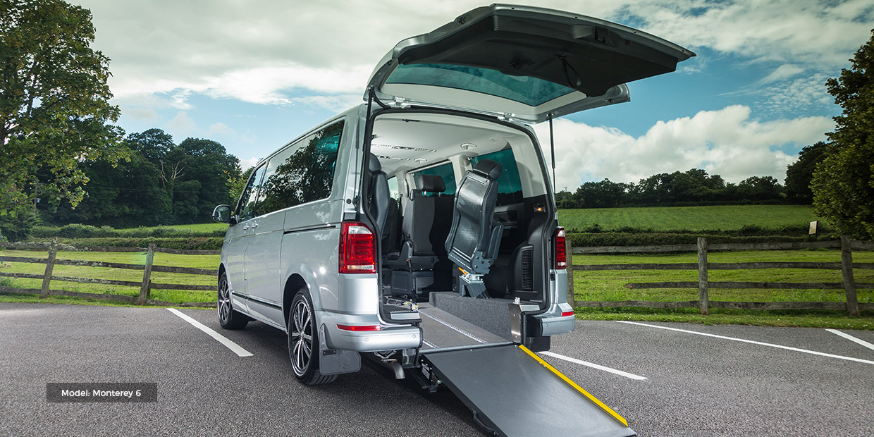 VW Caravelle with rear wheelchair access ramp